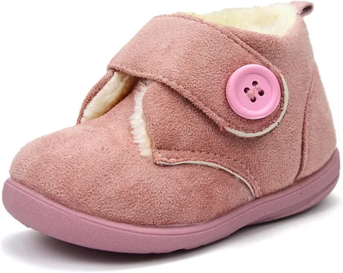 OAISNIT Botas de nieve para bebé y niña, botines de invierno cálidos, antideslizantes, ligeros, de felpa para exteriores, para primeros caminantes
