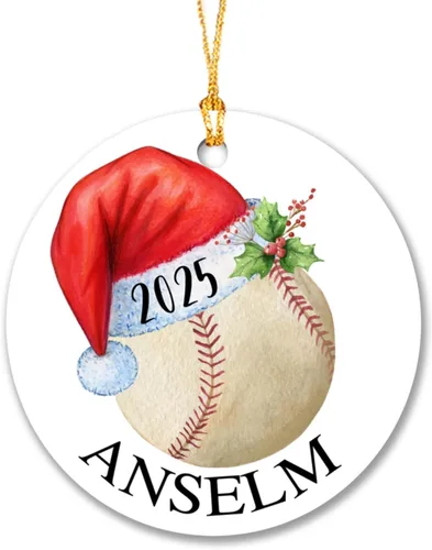 Adorno de Navidad de béisbol para niños, adorno de Navidad personalizado, adorno de jugador de béisbol, adornos para árbol de Navidad 2024, regalo