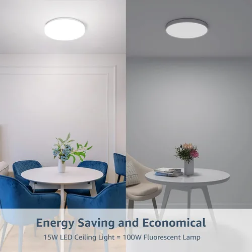 Miniatura 6 de Lepro - Lámpara de techo LED de montaje empotrado de 8.7 pulgadas para baño, resistente al agua, luz blanca diurna de 5000 K, 1500 lm, 15 vatios