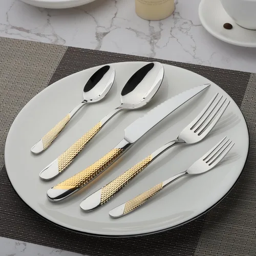 Miniatura 6 de Juego de cubiertos dorados de acero inoxidable de 60 piezas, juego de cubiertos de cocina, juego de utensilos de mesa para la cocina, incluye