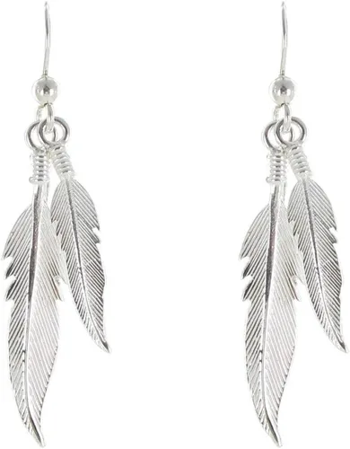 Miniatura 3 de Les Poulettes Jewels pendientes de plata de ley con formas de dos plumas.