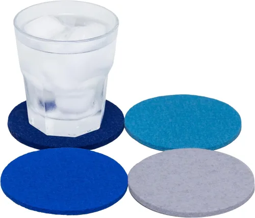 Miniatura 33 de Graf Lantz - Juego de 4 posavasos redondos de lana de merino Bierfilzl - Negro (círculos de 10 cm) - Absorbe el 30% del peso - Lana alemana