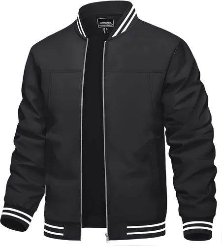TACVASEN Chaqueta ligera para hombre, casual, primavera, otoño, cortavientos, bombardero, con cremallera, abrigo con bolsillo