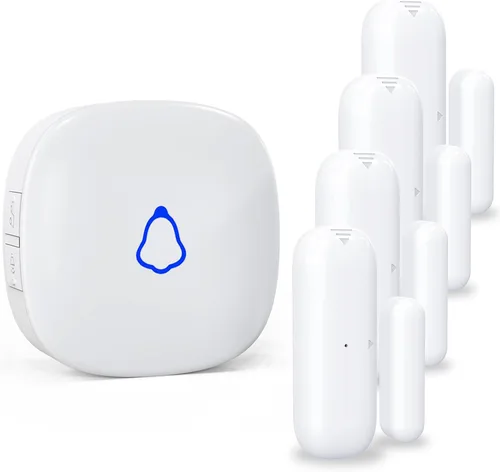 Miniatura 12 de Timbre de puerta METEK, alarma inalámbrica de sensor de contacto para puertas abiertas con alcance de 500 pies, 58 timbres y 5 niveles de volumen