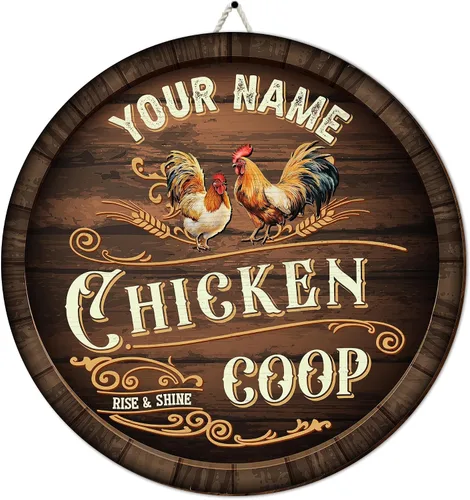 Miniatura 27 de Letrero de madera de gallinero personalizado para gallinero, diseño de granja esponjosa, varios tamaños, nombre personalizado, título y cita