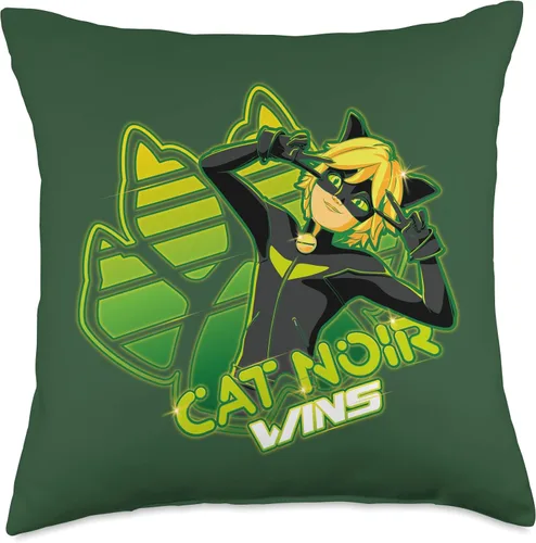 Miniatura 5 de Miraculous Ladybug-Gamer Collection-Cat Noir Wins - Almohada de 16 x 16 pulgadas, multicolor