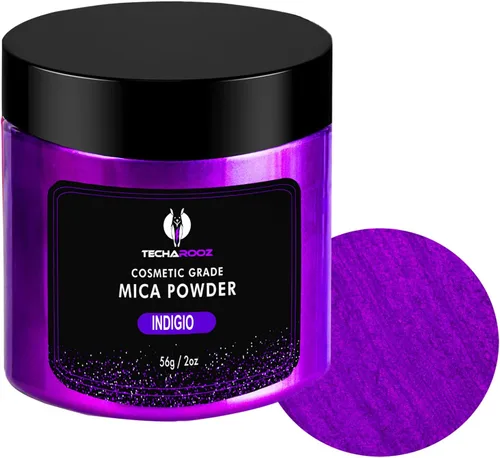 Polvo de mica morado índigo para resina epoxi, 1.98 oz/2 onzas, tarro - Polvo de pigmento de resina de 2 tonos TECHAROOZ para brillo de labios, 8 -