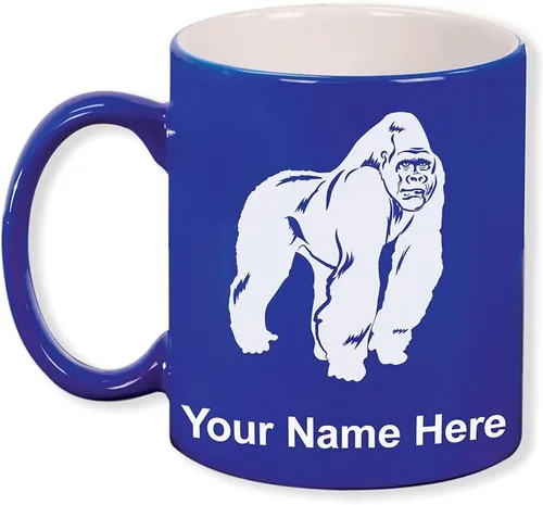 Miniatura 9 de LaserGram Taza de café redonda de cerámica de 11 oz, gorila, grabado personalizado incluido (blanco)