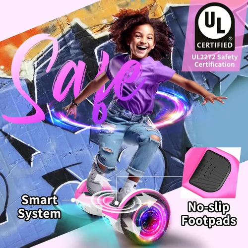 Miniatura 5 de SISIGAD Scooter, 6.5" Flash Wheels & Corlorful LED Lights, All for Girls Boys Kids Ages 6+ L-Rosa Blanco