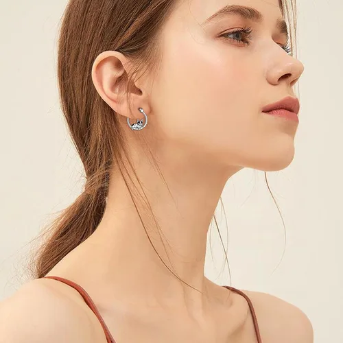 Miniatura 2 de Aretes de plata de ley con diseño de conejo, mantarraya, tortuga, rana, cobaya, bulldog francés, joyería de animales, regalo de cumpleaños
