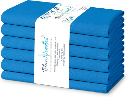 Miniatura 13 de Blue Needles - Juego de 12 servilletas de tela sólidas azul marino 100% algodón, servilletas de cena de 45 x 45 centímetros - Suave, reutilizable