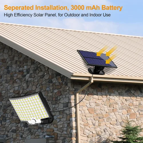 Miniatura 2 de Luces solares para exteriores, 106 LED 3000LM con sensor de movimiento, luces de inundación solares alimentadas por energía solar con control