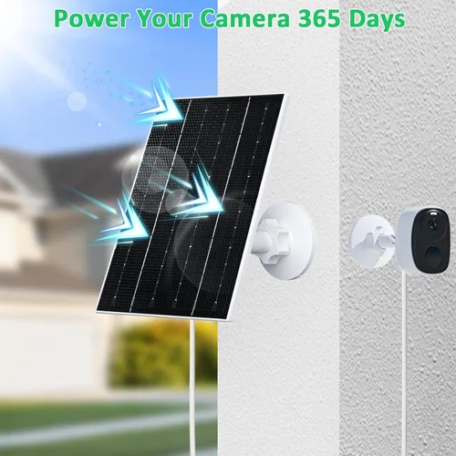 Miniatura 4 de FUTUREZEN Panel solar de 4 W para cámara de seguridad, cargador solar tipo C/micro USB para cámaras de batería recargable, impermeable IP66, soporte