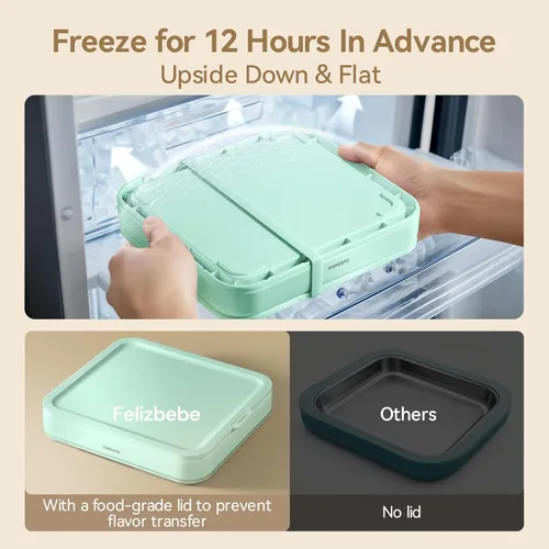 Miniatura 4 de Máquina para hacer helados enrollados, máquina de helado instantáneo con tapa y 2 espátulas, acero inoxidable SUS316 de grado alimenticio, bandeja