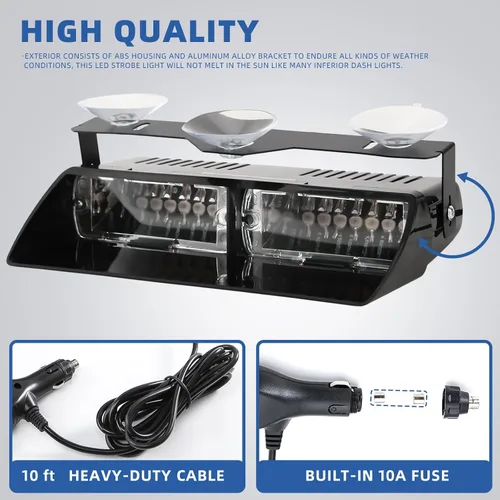 Miniatura 4 de Luz estroboscópica de emergencia LED ámbar/blanca para camiones y vehículos, 16 LEDs 12V, barra de luces de advertencia de seguridad intermitentes