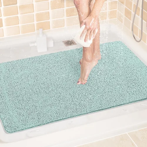 Miniatura 8 de LuxStep - Tapete de ducha, de 24 x 36 pulgadas, tapete de baño antideslizante con drenaje, tapete de baño de cloruro de polivinilo, de secado Gris