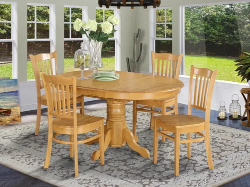Miniatura 2 de East West Furniture AVGR5-LWH-W - Juego de comedor de 5 piezas para 4 personas, incluye una mesa de comedor ovalada con hojas de mariposa y 4 sillas