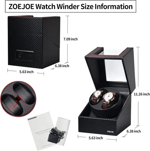 Miniatura 4 de Enrolladores automáticos de reloj para relojes automáticos, caja de bobinadora de reloj doble para hombres y mujeres, caja de almacenamiento