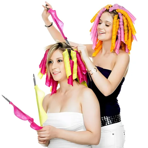 Miniatura 5 de 50 piezas de rizadores de pelo en espiral sin calor de 22 pulgadas, rizadores mágicos sin calor para cabello largo, 6 piezas de ganchos de peinado