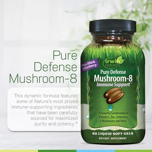 Miniatura 5 de Irwin Naturals Pure Defense Mushroom-8 - Apoyo inmunológico - 60 geles blandos líquidos - Fórmula de hongos de espectro completo