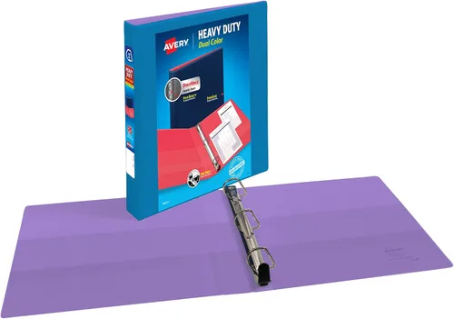 Miniatura 2 de Avery Carpeta resistente de doble color con tapa transparente, Azul piscina/Lavanda, argollas inclinadas de 1 pulgada, capacidad para 250 hojas