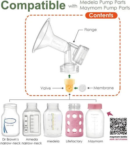 Miniatura 5 de Maymom MyFit - Juego de bridas de dos piezas para el pecho (0.827 in pequeño), conector de membrana de válvula compatible con extractores de leche