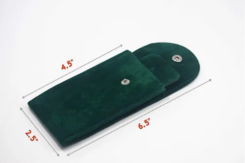Miniatura 3 de Bolsa de reloj de terciopelo verde con inserto y paño de microfibra de primera calidad paquete de 5