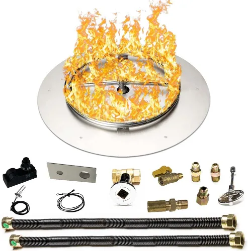 Miniatura 11 de Kit de quemador de acero inoxidable y anillo Pro con encendido por chispa para fogatas de gas natural, sartén de 36 pulgadas, anillo de quemador