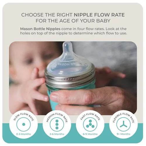 Miniatura 6 de Mason Bottle Tetinas de flujo rápido (más de 6 meses) – Tetinas de silicona para biberón, se adapta a cualquier tarro Mason de boca regular