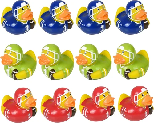 Miniatura 10 de Patos de goma con temática deportiva (2 pulgadas) (paquete de 12) lindos juguetes de piscina para bañera o bañera (fútbol)
