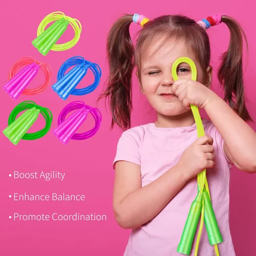 Miniatura 4 de Aneco Paquete de 30 cuerdas de saltar para niños, 7.3 pies, cuerdas de saltar coloridas para niños, grandes actividades deportivas, regalos