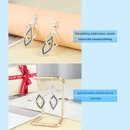 Miniatura 5 de Dangle Earrings for Women, 925 Silver Handmade Linear Swirl Wire Bohemian Boho Diamonds Earrings (Silver, Hoho Diamonds)