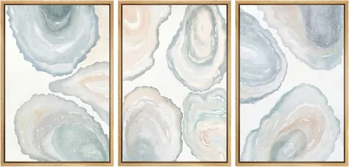 Miniatura 61 de SIGNWIN Conjunto de arte de pared de lienzo enmarcado, acuarela pastel, cielo de nubes rosas, colina verde del campo, naturaleza, vida silvestre