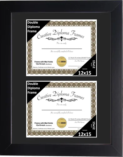 Miniatura 25 de Creative Picture Frames Marco de diploma doble clásico negro de 6 x 8 pulgadas con vidrio negro y colgador de pared instalado