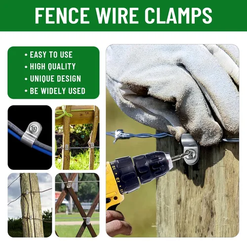 Miniatura 2 de Abrazaderas de alambre para cercas agrícolas, clips de alambre de acero inoxidable con tornillos, clips de valla de vinilo para árbol de Navidad