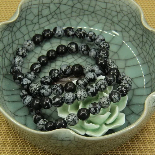 Miniatura 5 de Angelstones Pulsera elástica hecha a mano con gemas semipreciosas de 0.315 in, cuentas redondas, 7 pulgadas, unisex