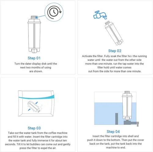 Miniatura 6 de Filtro de agua para Delonghi DLSC002, Delongie Cartucho de filtro de agua activo de carbono suavizante, compatible con Delongie ECAM, Esam, ETAM