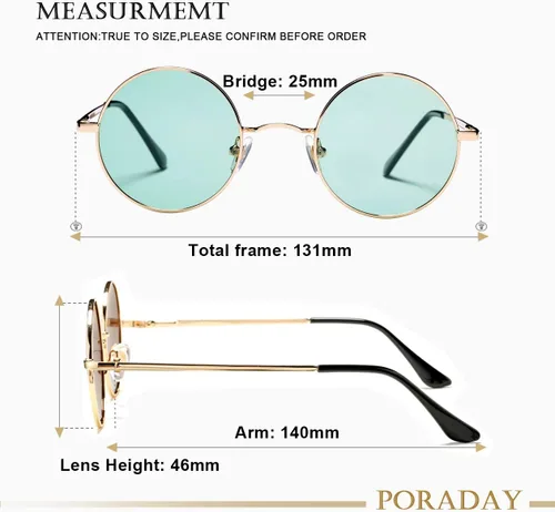 Miniatura 7 de PORADAY Circle Lennon - Gafas de sol redondas polarizadas estilo hippie pequeño círculo