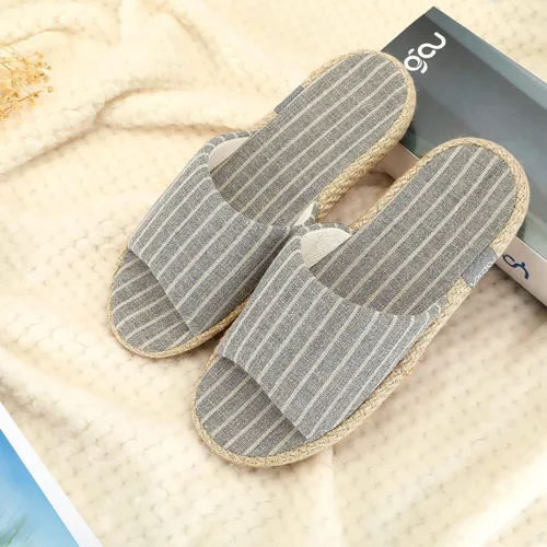 Miniatura 2 de YARSOU Pantuflas para mujer, con punta abierta, de algodón y lino, transpirables, para interiores y exteriores