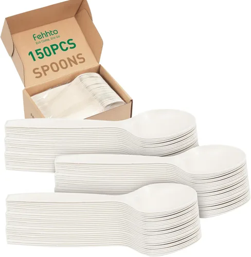Miniatura 10 de Tenedor 100% compostable, 7 pulgadas, 150 tenedores desechables de almidón de maíz, cubiertos resistentes con certificación BPI, utensilios