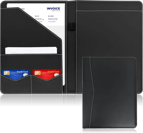 Miniatura 10 de Organizador de Portafolio con Cremallera, WRIYES Portafolio de Cuero con Carpeta de 3 Anillas, Carpeta Profesional de Negocios, Organizador