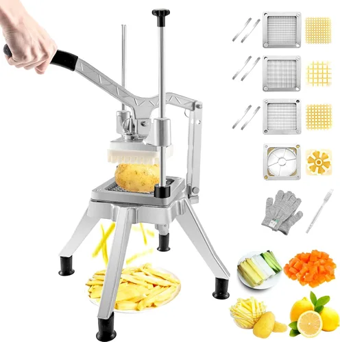 Miniatura 12 de VEVOR Cuchilla de repuesto para picadora, 1/4 pulgada, conjunto de 3 cuchillas para freír papas fritas con 6 cuchillos extra, partes de picadora