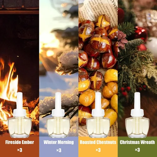Miniatura 3 de Recambios para ambientador eléctrico, Aromas de invierno con brasas del fuego, Mañana de invierno, Castañas asadas, Corona de Navidad - 12