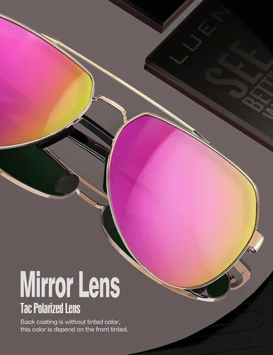 Miniatura 7 de Lentes para aviador Luenx polarizados, para hombres y mujeres, con armazón de metal grande, protección UV 400