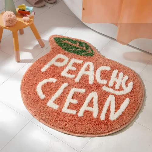 Alfombra de baño de durazno melocotón, alfombra de baño de frutas de durazno para sala de estar y dormitorio, alfombra antideslizante lavable