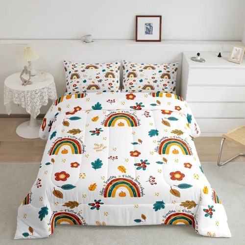 Miniatura 42 de Juego de edredón de calabaza para niños, con estampado de calabaza, estilo Halloween, juego de ropa de cama para niños, juego de ropa de cama