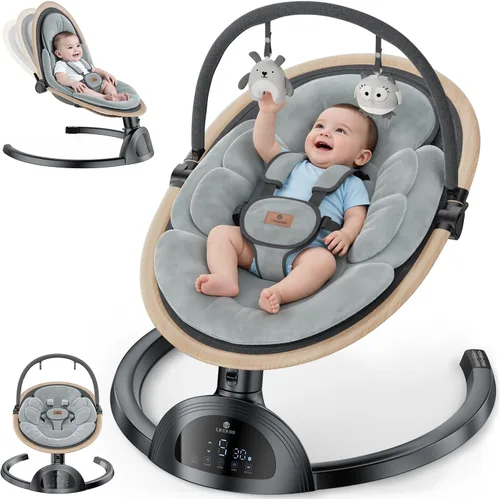 Columpio eléctrico para bebés, columpio infantil con altavoz de música, 3 posiciones de asiento, 5 velocidades y control remoto para recién nacido