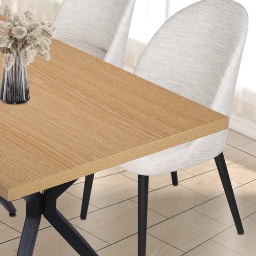 Miniatura 7 de Mesa de comedor de 48 x 30 pulgadas para 4-6 personas, mesa de cocina de madera con mesa de 1.5 pulgadas de grosor y patas de metal sólido, mesa