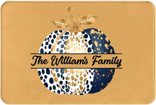 SLML Tapete personalizado de calabaza | Tapete con nombre personalizado, tapete de calabaza naranja para puerta delantera, hogar, cocina, decoración