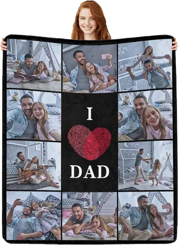 Regalos personalizados de cumpleaños para el Día del Padre, para papá, abuelo, hombres, manta personalizada con fotos para mi papá, regalos de hija,